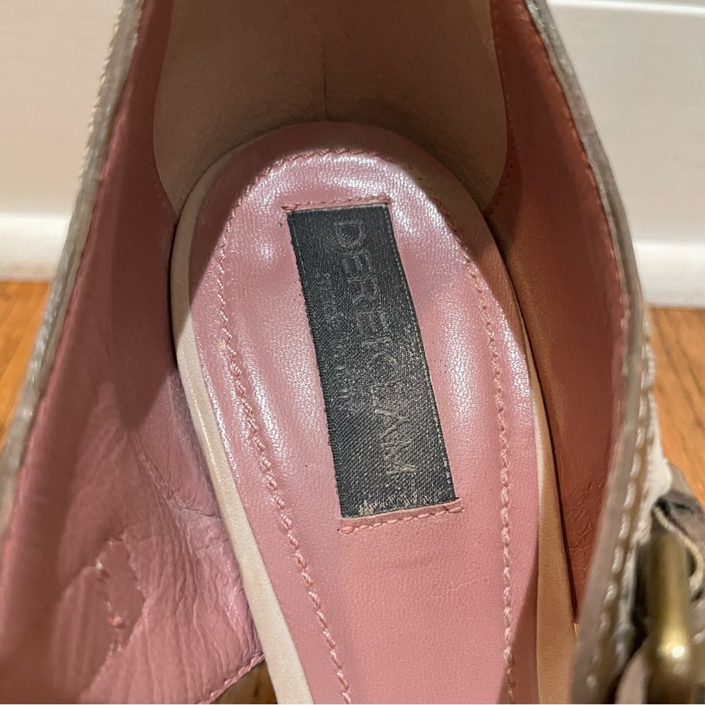 Derek Lam Two-Tone Peep Toe Block Heel Sandals Beige Brown Women’s Size 9 - Picture 9 of 11